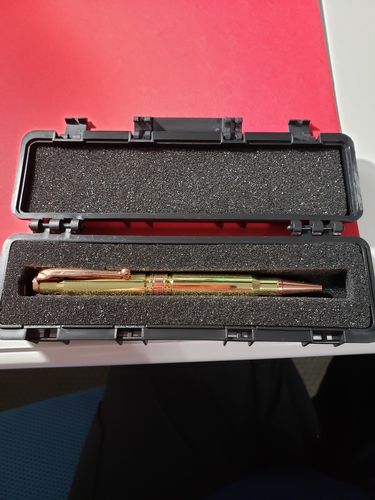 Customer photo review of .308 Real Bullet Authentic Brass Casing Refillable Twist Pen - Tactical Gift Box - Polished Brass