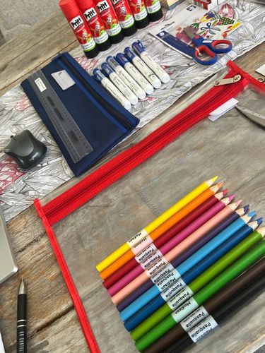 Customer photo review of Wrap-around Pencil & Pen Labels