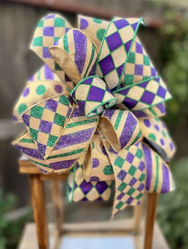 Customer photo review of 2.5"X10Yd Glitter Diamond Check Mardi Gras RG1930WY