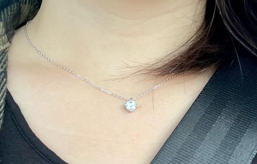 Customer photo review of Moissanite Diamond Clavicle Necklace Solid 925 Sterling Silver
