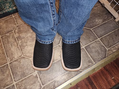 Customer photo review of Matte Black Python Boots