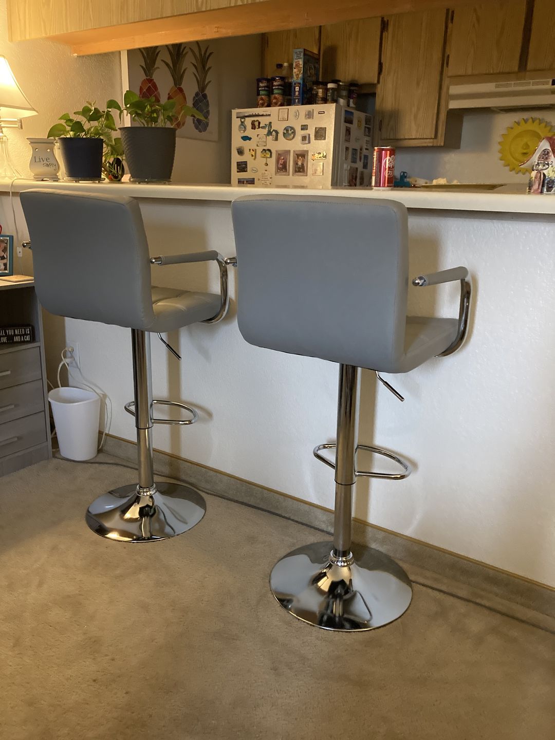 Customer photo review of Adjustable Square Bar Stools with Arm Rest (Set of 2)