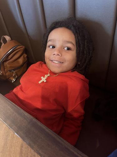 Customer photo review of Crown Baguette Cross Necklace