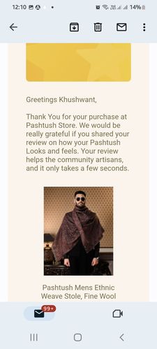 Customer photo review of Pashtush Mens Ethnic Weave Stole, Fine Wool