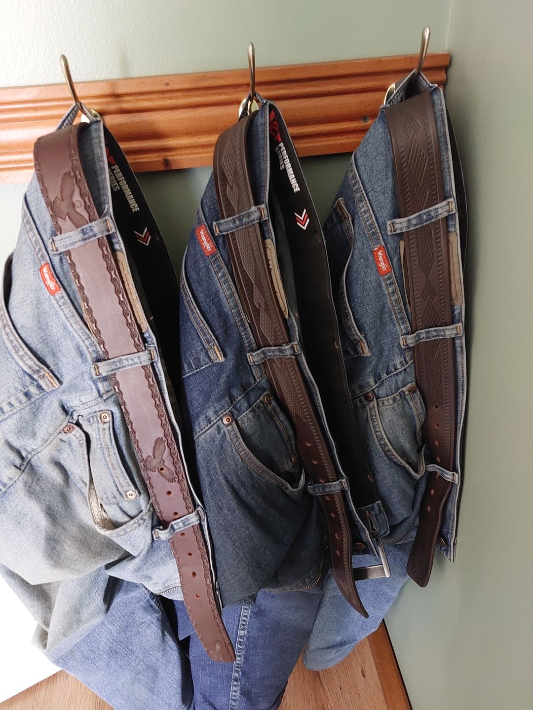 Customer photo review of The Eagle Belt - Brown Embossed 100% Real Leather Belt Made in Canada
