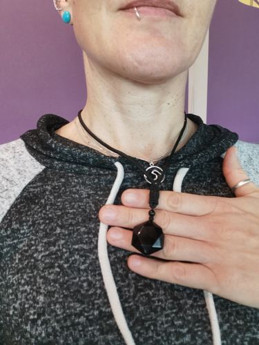 Customer photo review of Shield - Obsidian Geometric Star Necklace