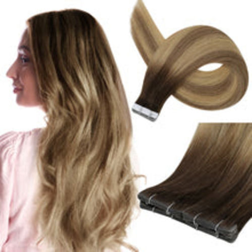 Customer photo review of Full Shine Seamless Injection Tape in Extensions Virgin Human Hair Balayage Highlights (#3/8/22)