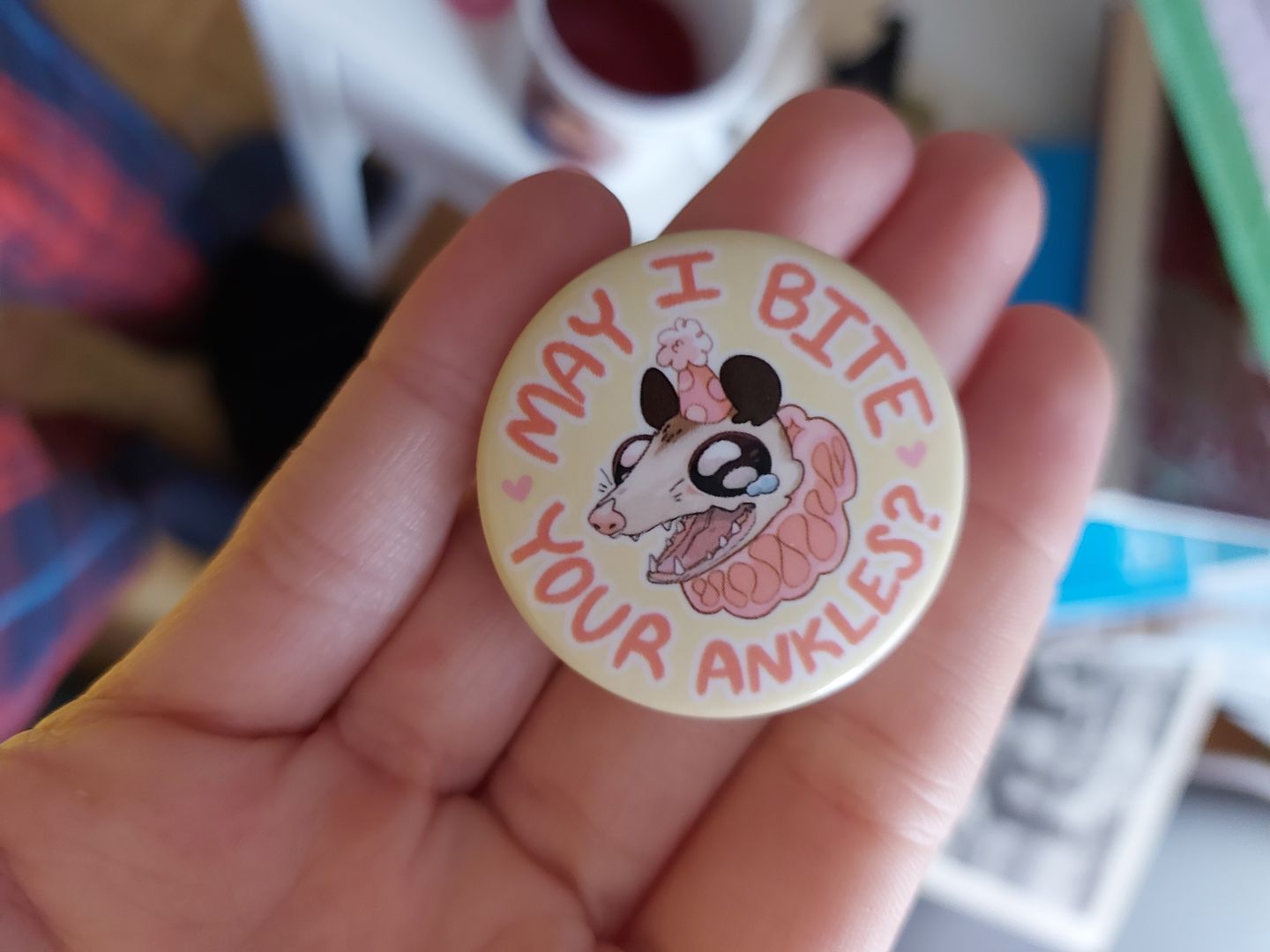 Customer photo review of Party Opossum Buttons