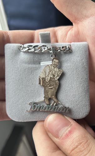 Customer photo review of Lovers Charm™ 18K Custom Engraved Necklace