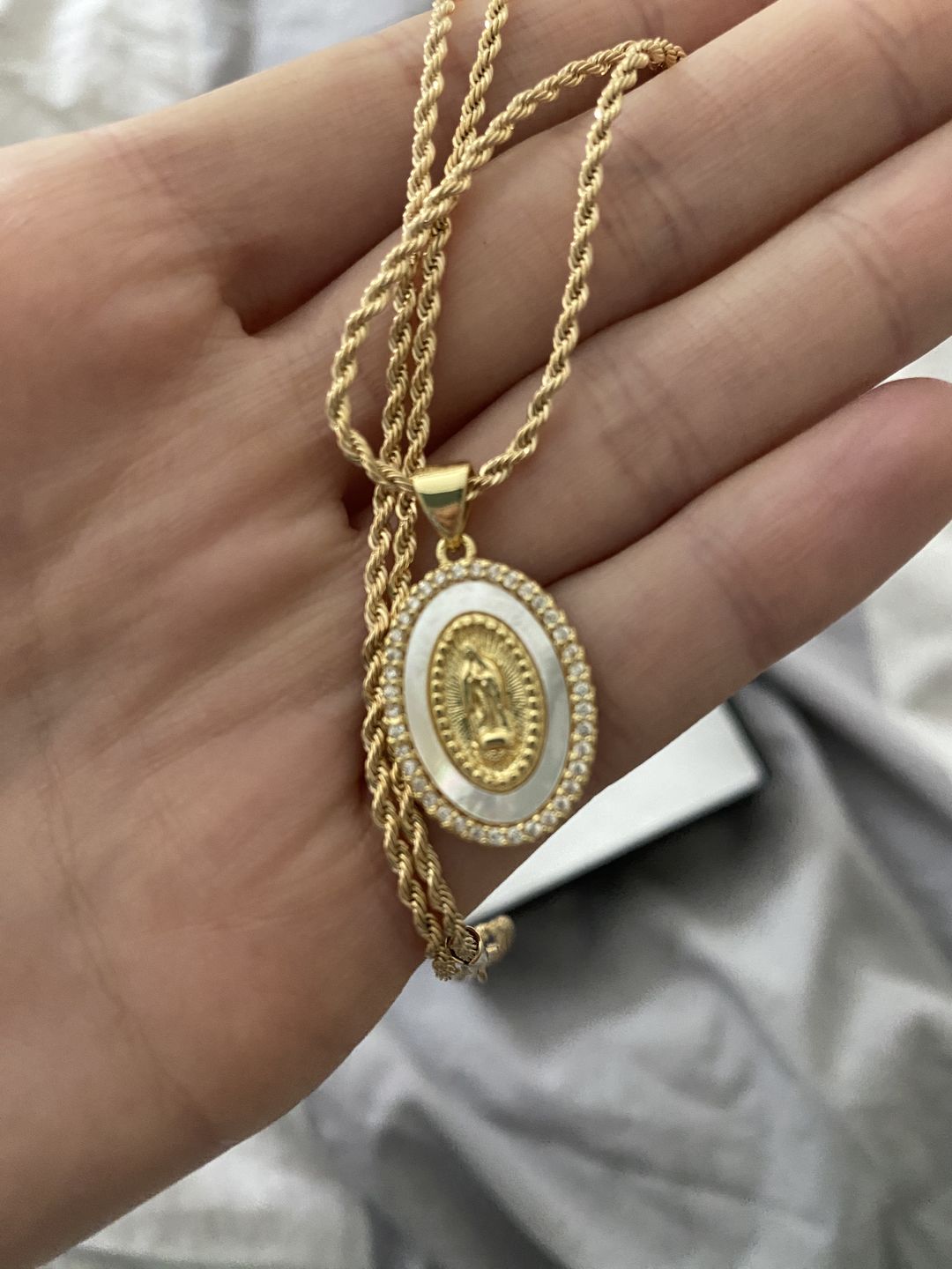 Customer photo review of Holy Mother Mary Necklace