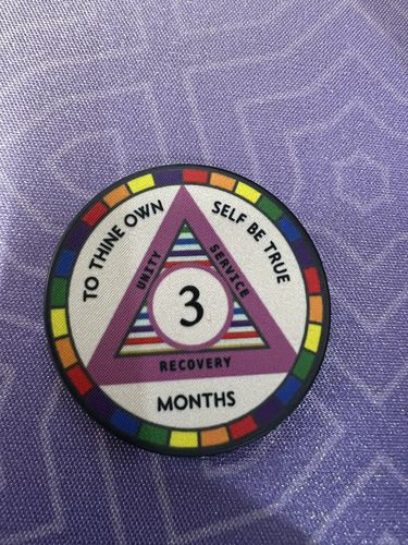 Customer photo review of Poker Chip Style Sobriety Chips - Newcomer Coins - 3 Months Rainbow