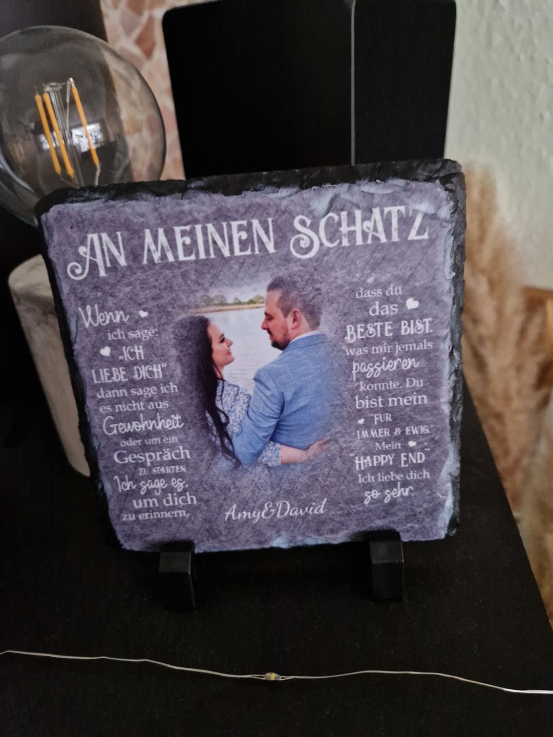 Customer photo review of An meinen Schatz - Paar-Schieferplatte