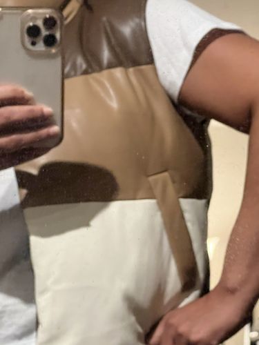 Customer photo review of Colorblock Faux Leather Quilted Vest