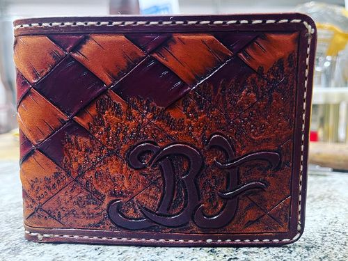 Customer photo review of No.68 | Leather Western Vertical Wallet (Digital Pattern)