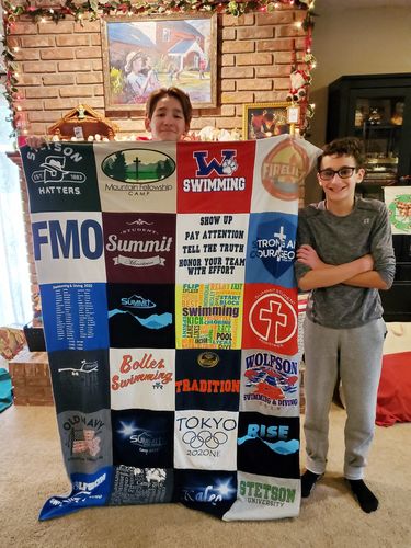 T-shirt quilt featuring wolfson high school swimming, bolles school swimming by Jennifer from FL