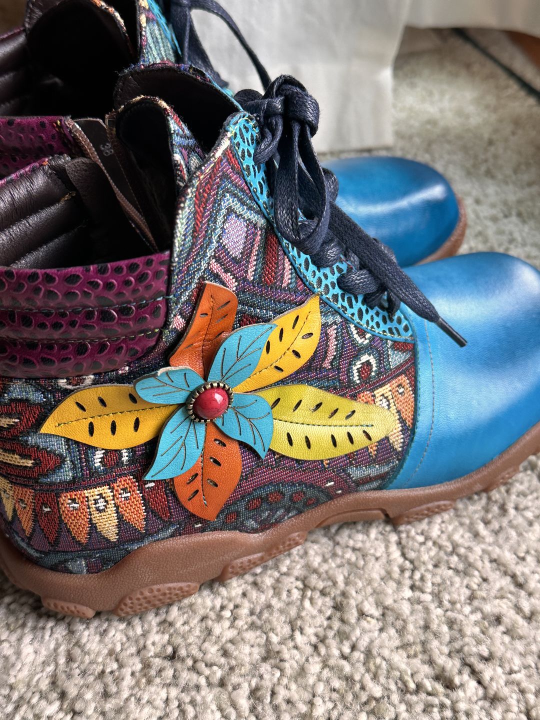 Customer photo review of Leather Handmade Comfortable Walking Boots