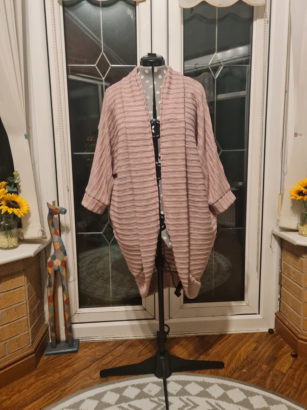 Customer photo review of Dusky Pink Light Weight Cable Knit Fabric