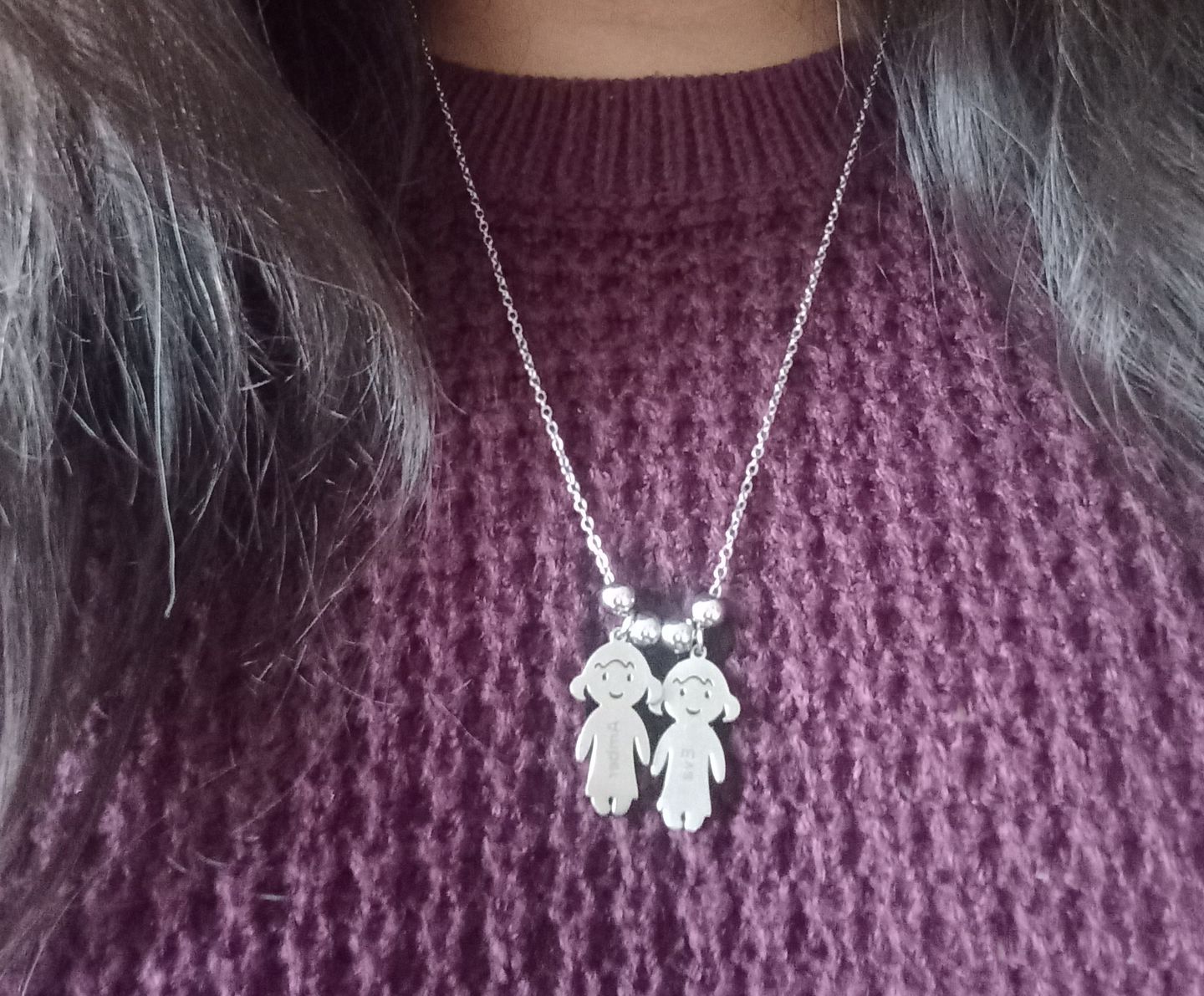 Customer photo review of Personalised My Children Necklace