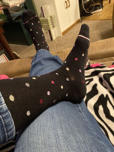 Customer photo review of French Bulldog | Knee-High Compression Socks For Women