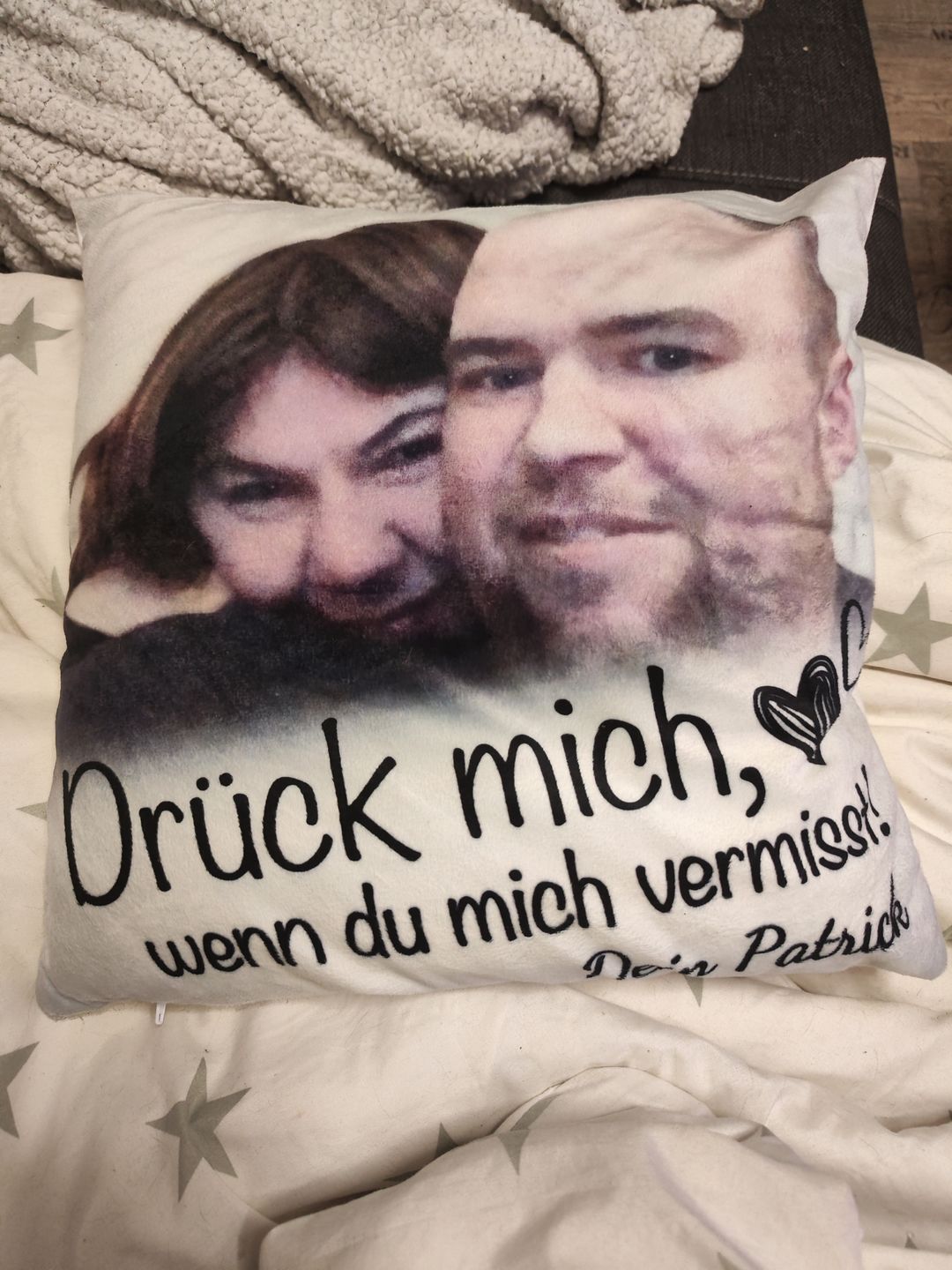 Customer photo review of Wenn du mich vermisst - Paar-Kissen