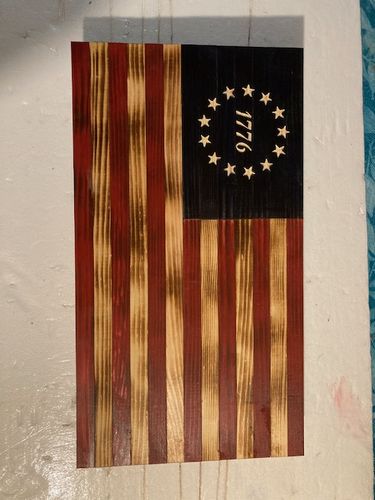 Customer photo review of Betsy Ross 1776 American Flag Metal Stencil (14 gauge steel)
