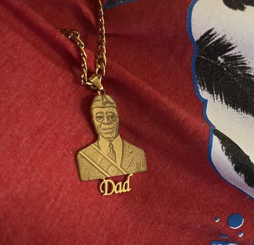 Customer photo review of Lovers Charm™ 18K Custom Engraved Necklace