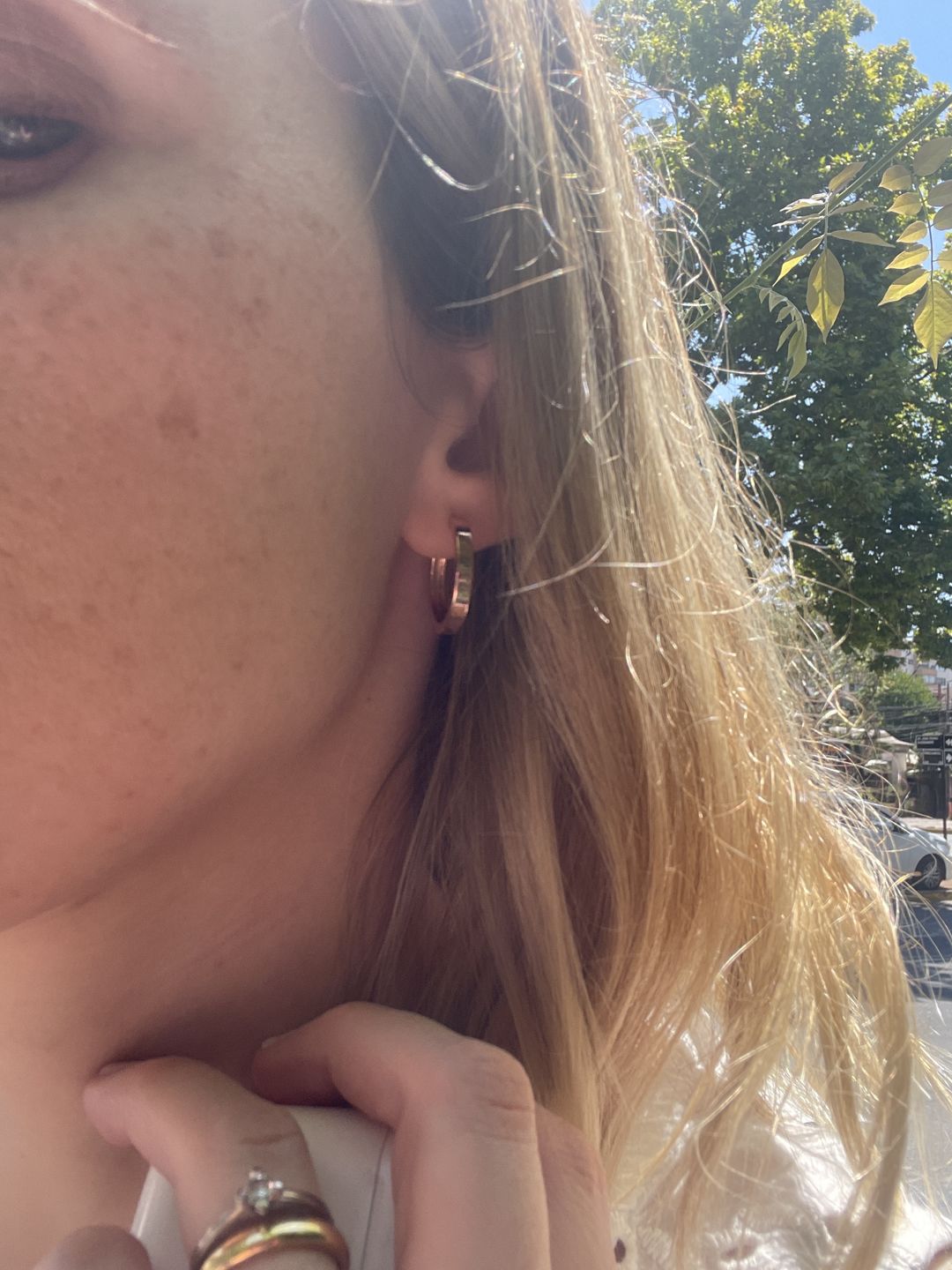 Customer photo review of ARGOLLAS LISAS 20MM BAÑADAS EN ORO ROSADO