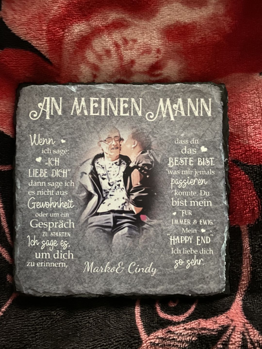 Customer photo review of An meinen Schatz - Paar-Schieferplatte