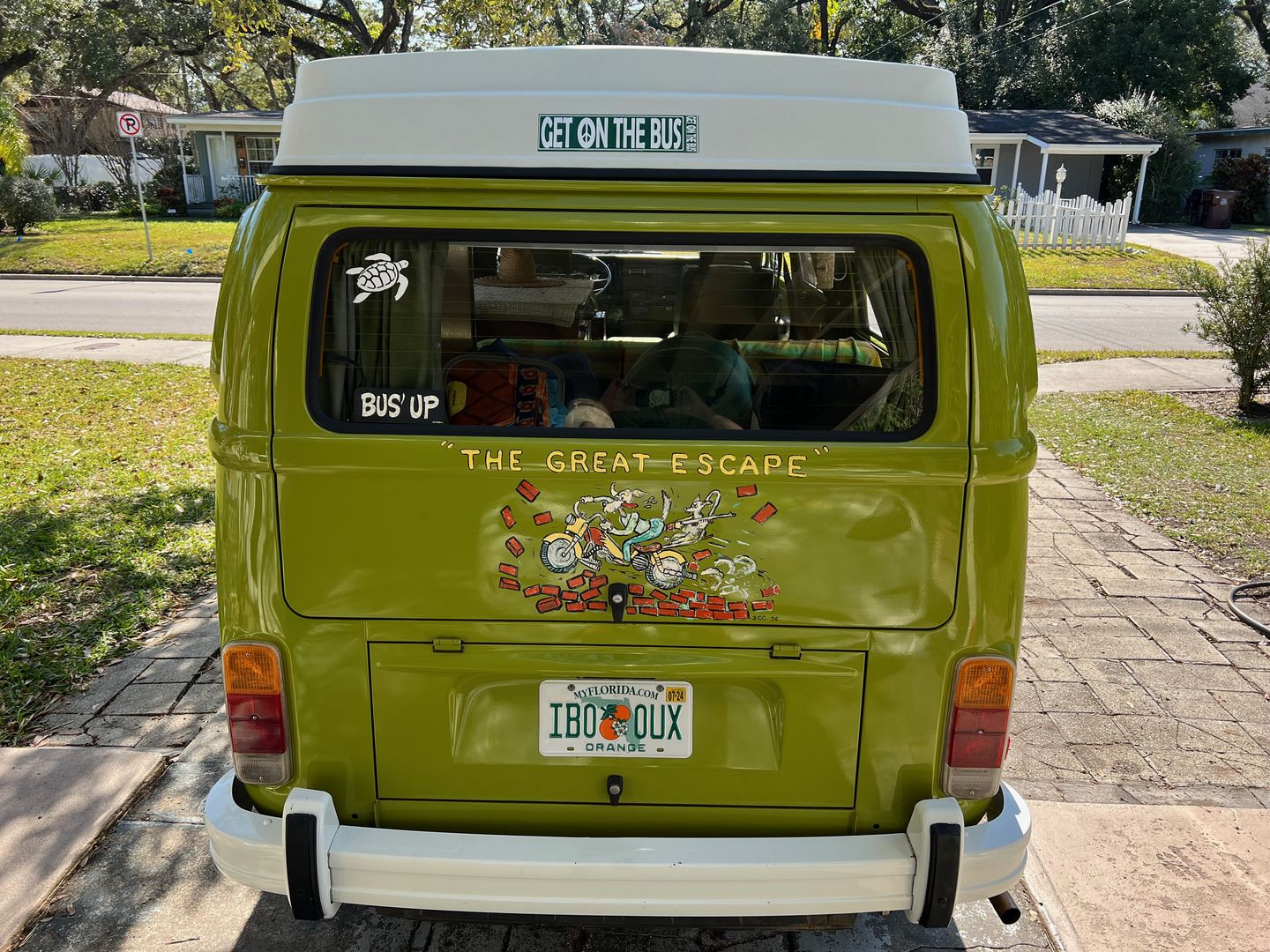 Customer photo review of Get On The Bus Bumper Sticker