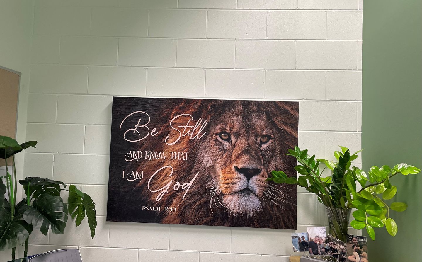 Customer photo review of Lion of Judah, Be still and know that I am God wall art canvas