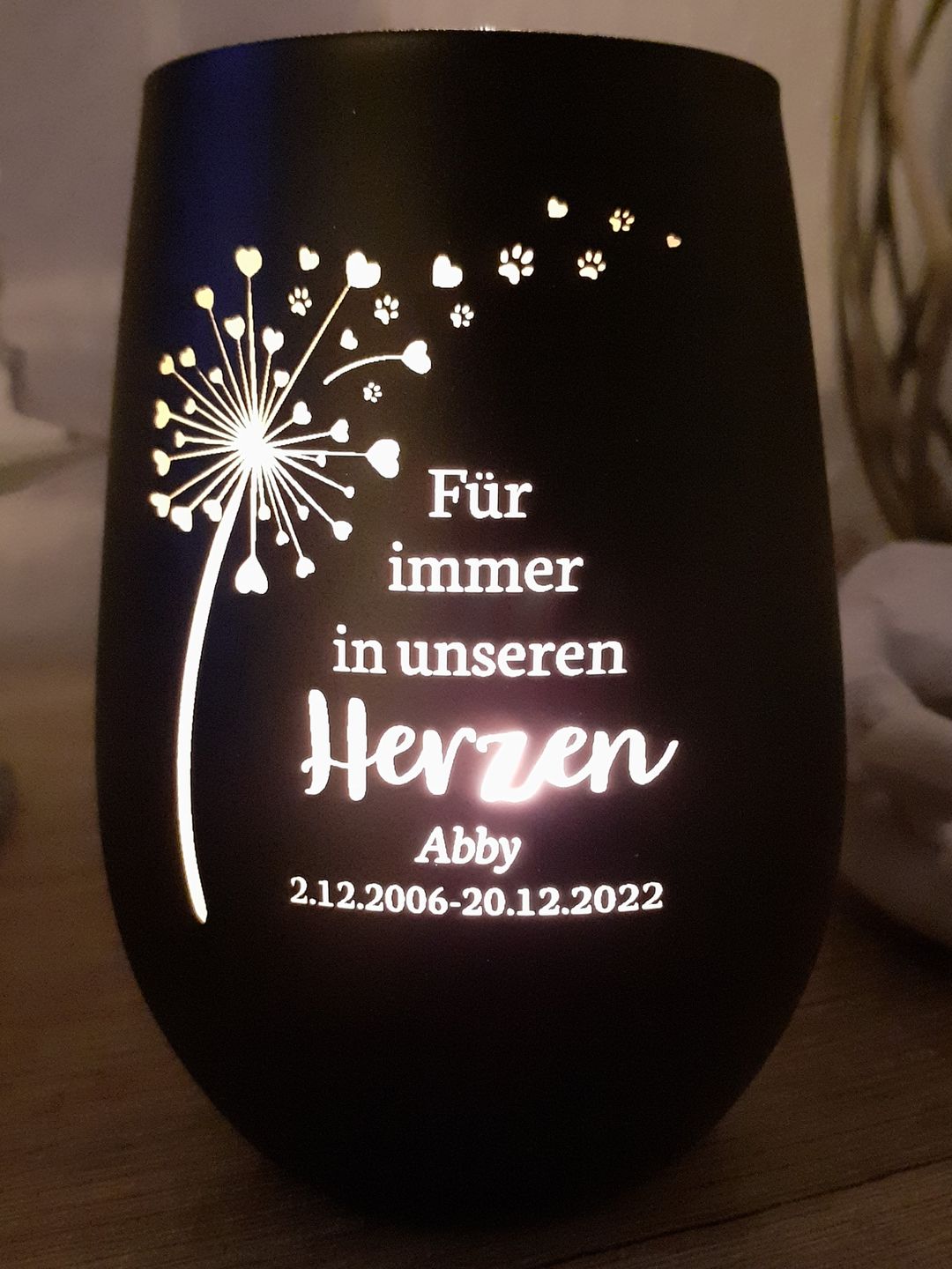 Customer photo review of Für immer im Herzen - Individuelles Trauerlicht