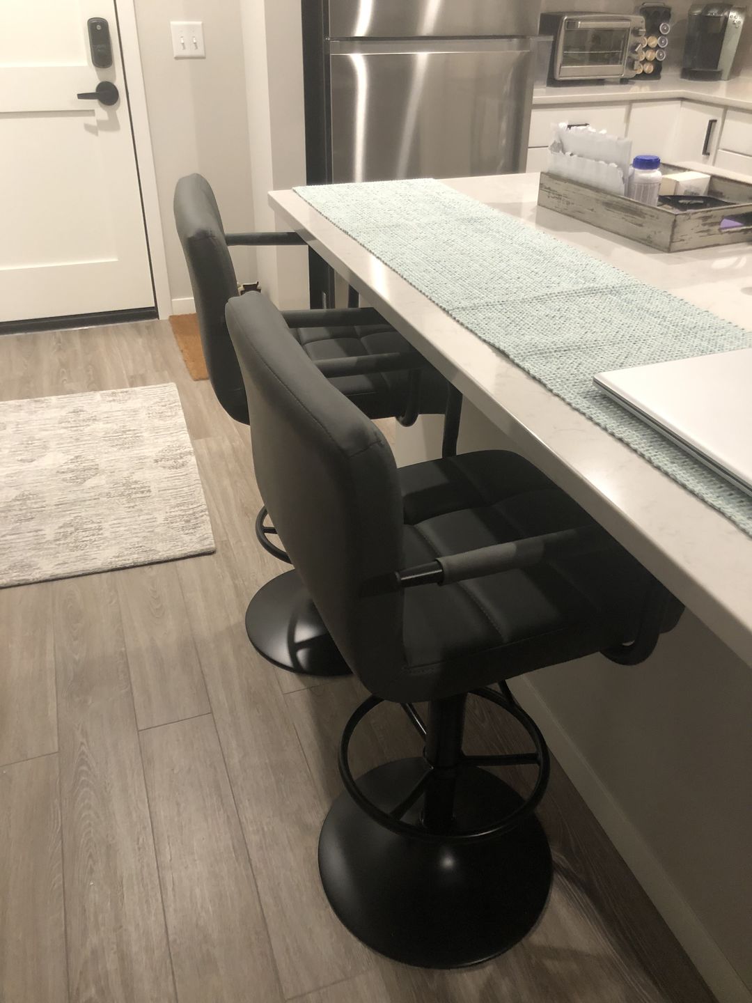 Customer photo review of Adjustable Square Bar Stools with Arm Rest (Set of 2)