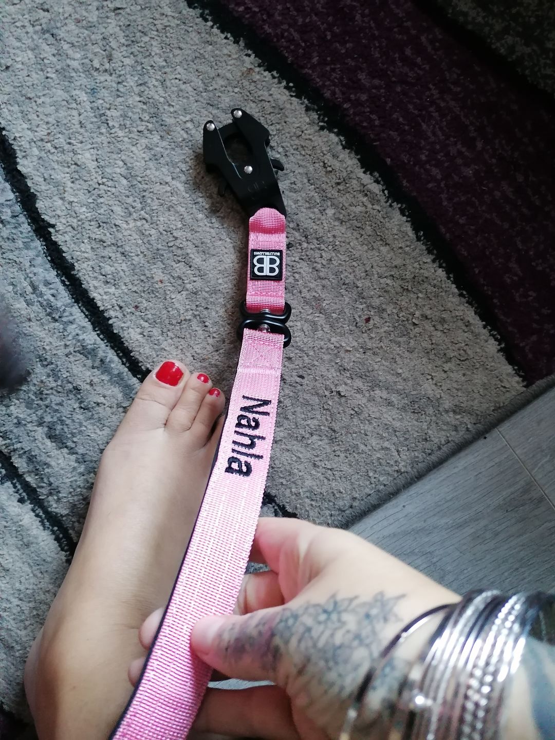 Customer photo review of 1.4m Swivel Combat Lead | Neoprene Lined, Secure Rated Clip with Soft Handle - Pink