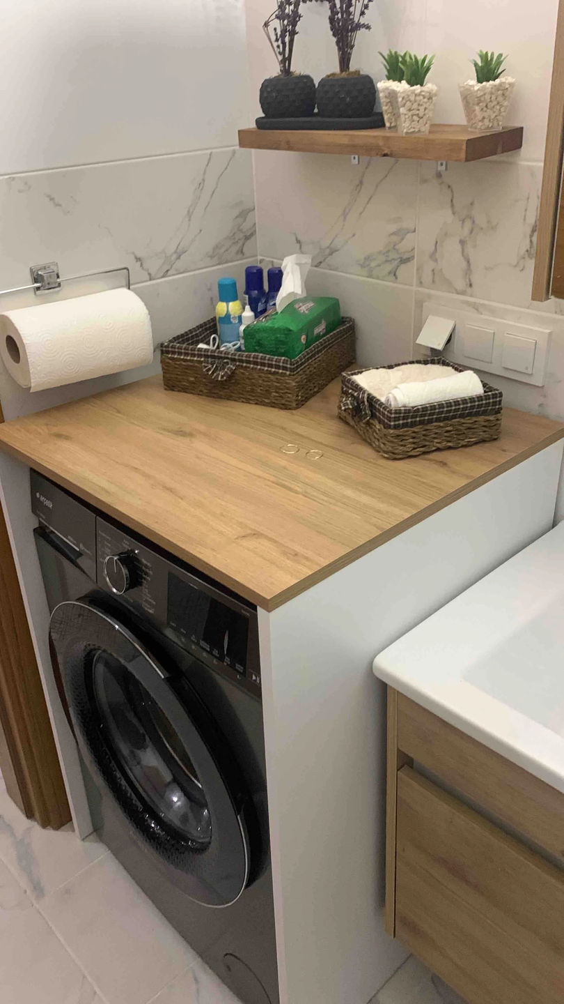 Customer photo review of Rani KD103 Çamaşır - Kurutma Makinesi Dolabı Kapaksız Beyaz - Sepet Ceviz