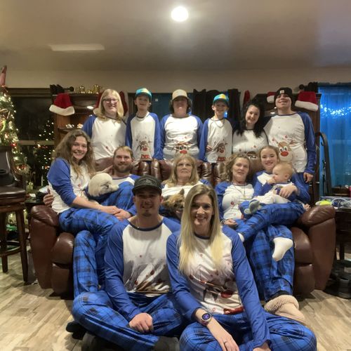 Customer photo review of Christmas Cute Deer Print Blue Plaid Christmas Family Pajama Set