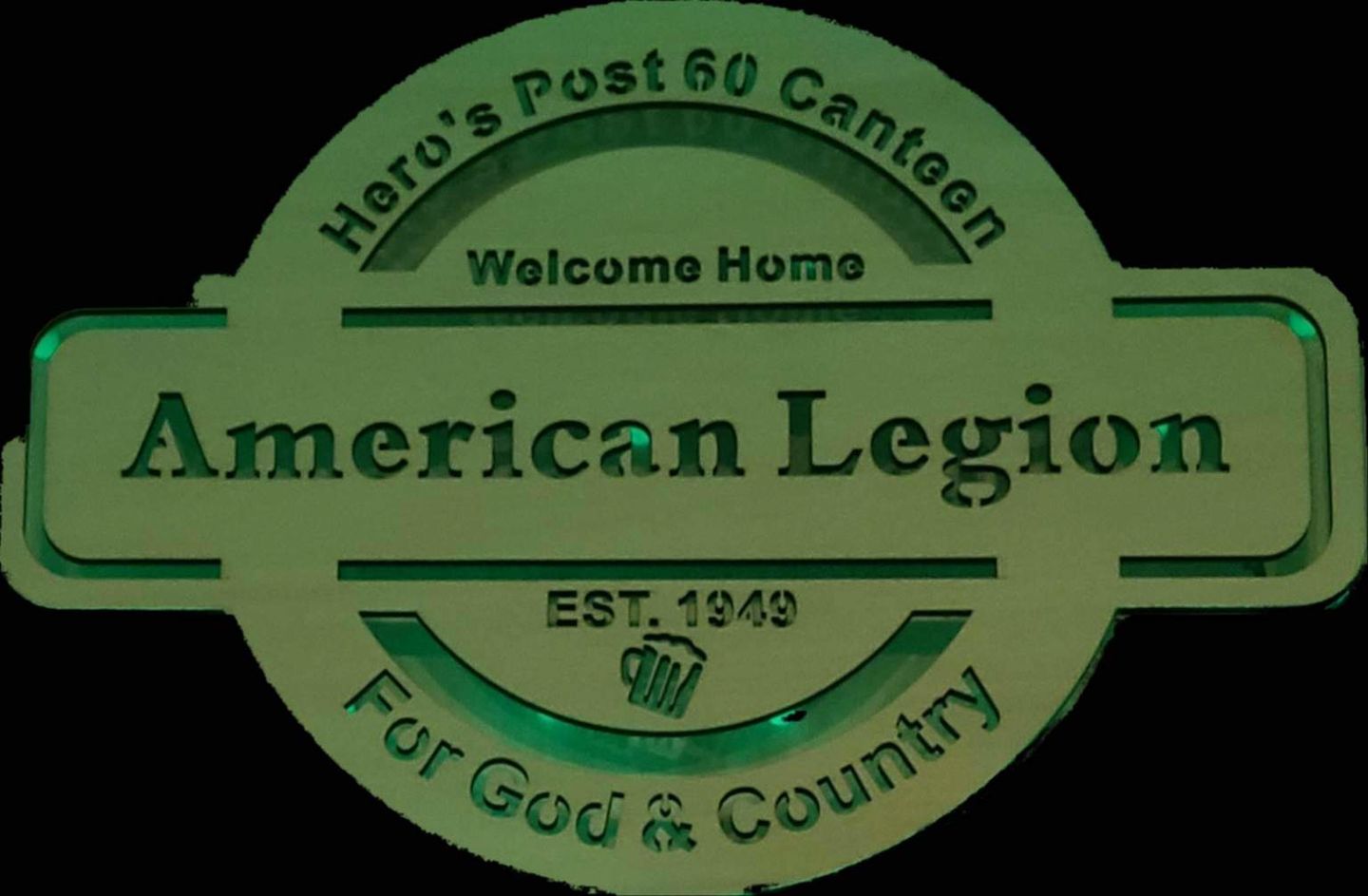 Customer photo review of Personalized LED Color Changing Man Cave Sign