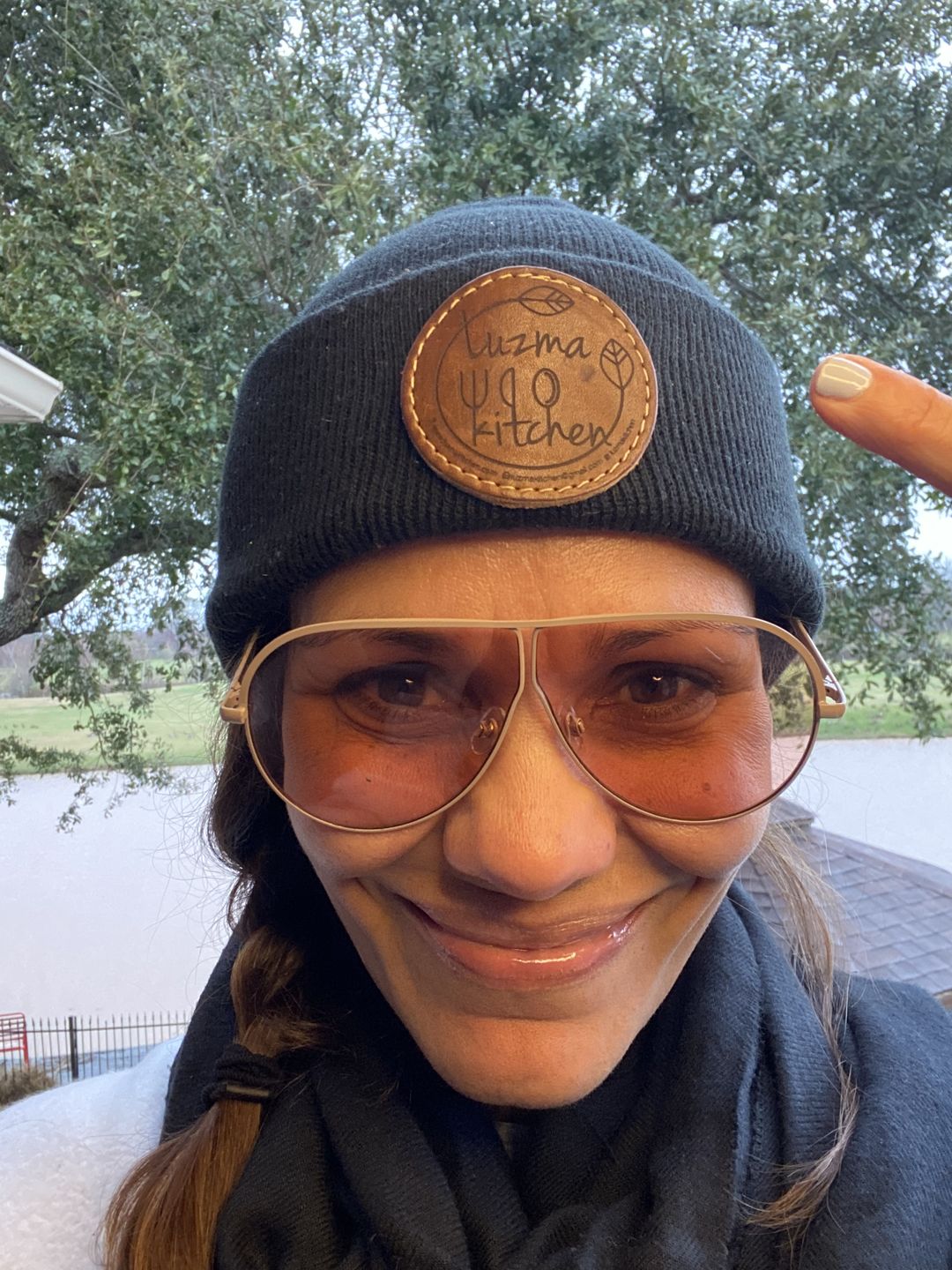 Customer photo review of Custom Leather Patch Beanie