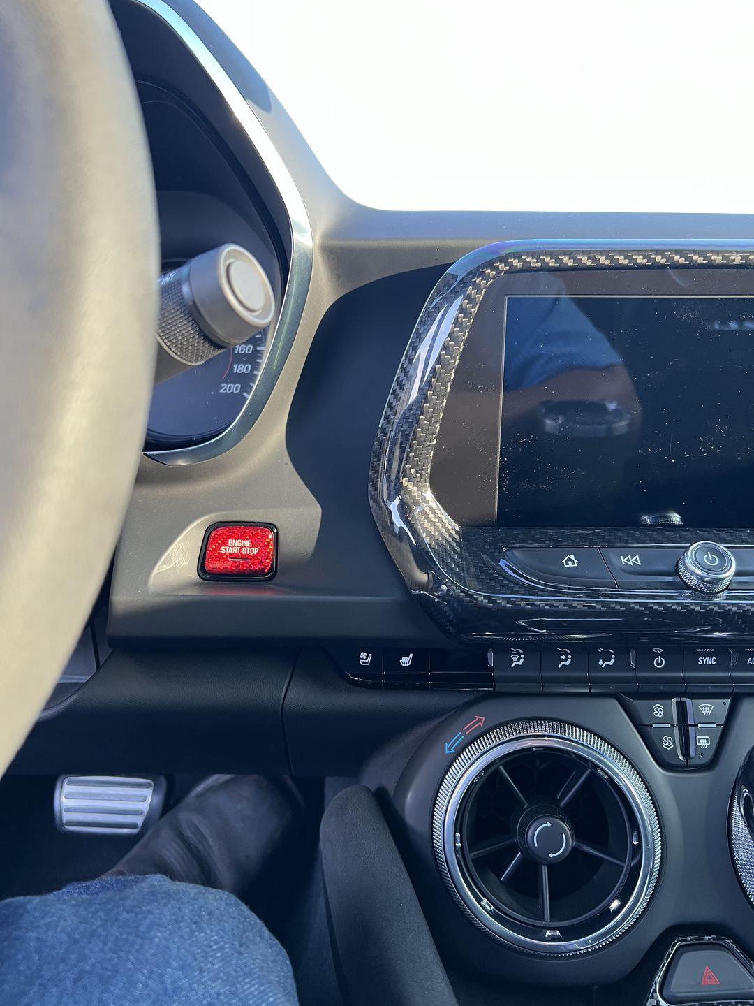 Customer photo review of CARBON FIBER PUSH START BUTTON COVER WITH LIGHT CUT OUT (BLACK/RED/BLUE) for 2016-2023- CAMARO/2014-2019 C7 CORVETTE