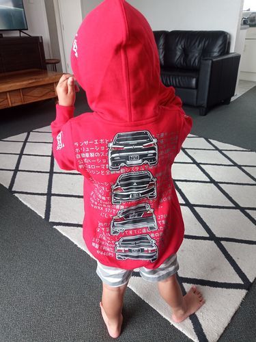 Customer photo review of Kids Mitsubishi Evolution Hoodie