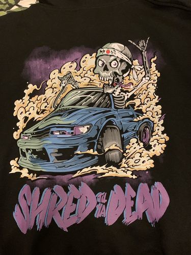 Customer photo review of Shred Till Ya Dead Hoodie