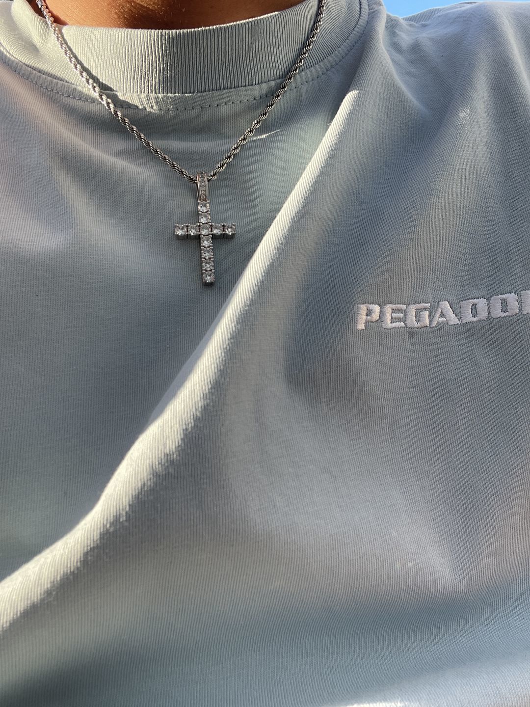Customer photo review of Cross Pendant - White Gold
