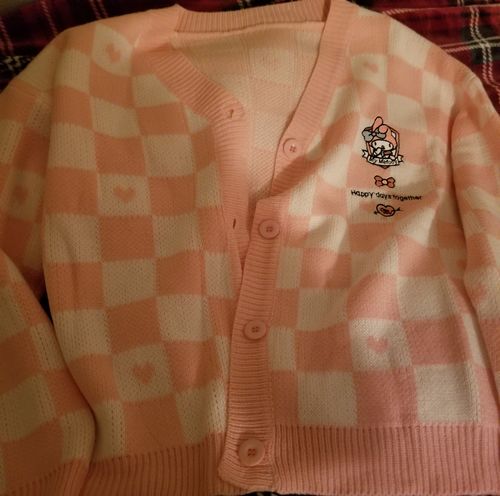 Customer photo review of Sanriocore Checkered Cardigan Sweater
