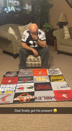 T-shirt quilt with sports, t-shirts themes by Mandy from MO