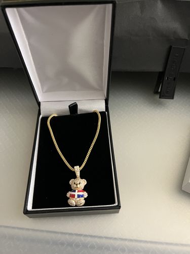 Customer photo review of *NEW* PA 14K Teddy *🧸🇩🇴 Small *Pendant W/Hollow Franco Chain JTJ™ -