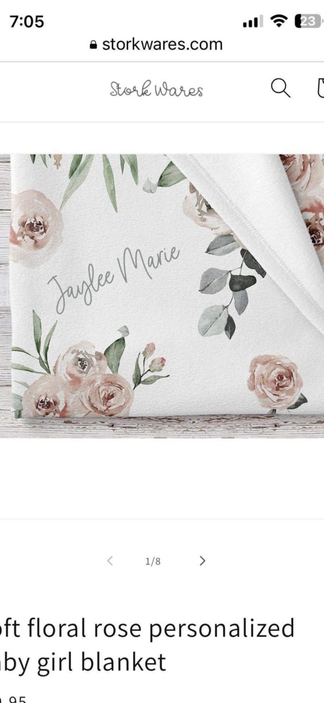 Customer photo review of Soft floral rose personalized baby girl blanket