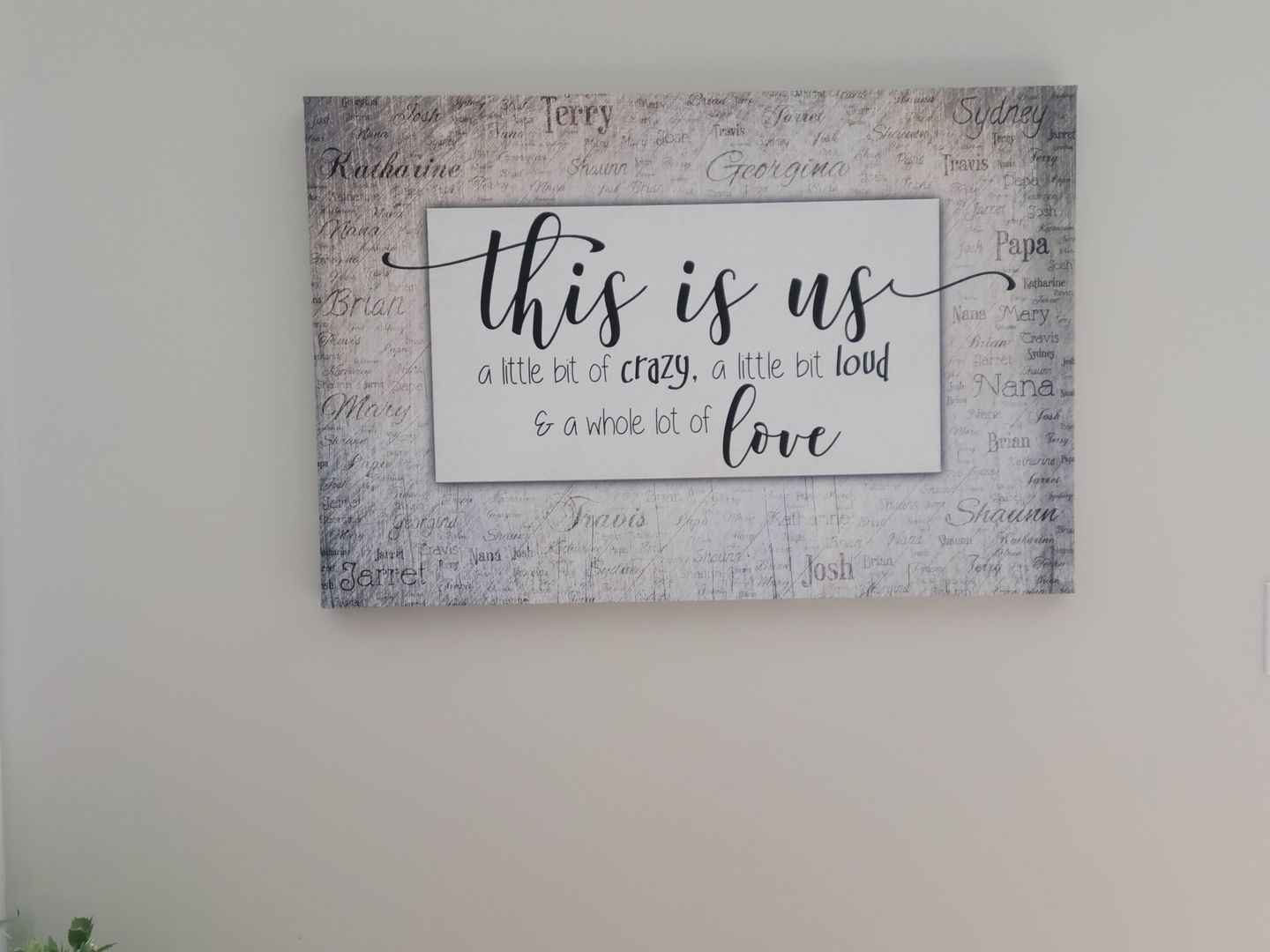 Customer photo review of Personalized "This Is Us" With Names on Background Premium Canvas
