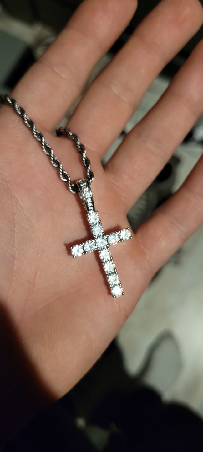 Customer photo review of Cross Pendant - White Gold