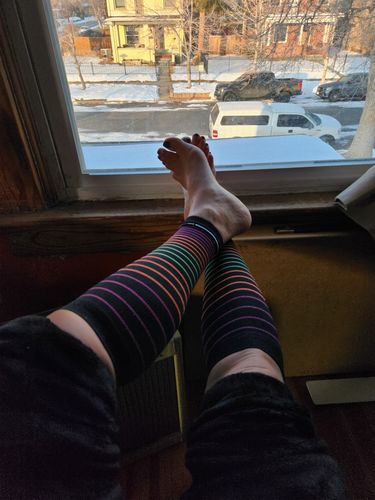 Customer photo review of Multi Stripe | Compression Calf Sleeves For Men & Women