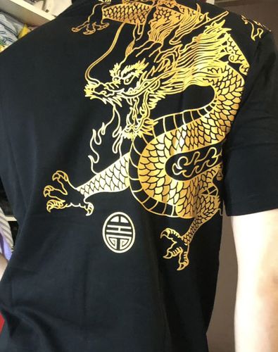 Customer photo review of Golden Dragon Foil Printing T-shirt