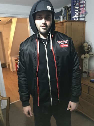 Customer photo review of Origin Labo X Hardtuned Bomber Jacket